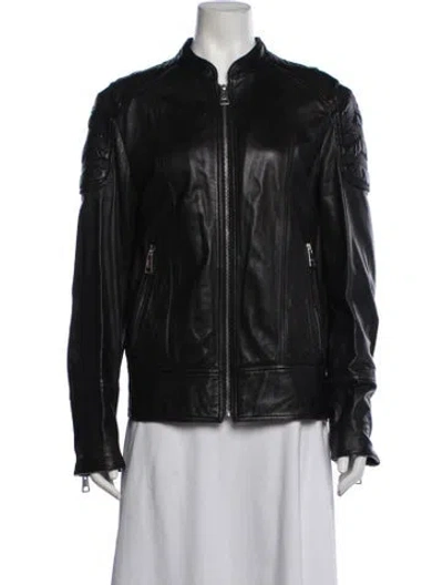 Pre-owned Just Cavalli Leather Biker Jacket In Black