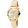 Just Cavalli Beige Leather Dress Watch In Neutral