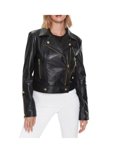 Just Cavalli Leather Jacket In Black