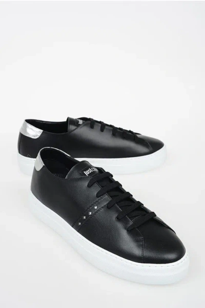 Just Cavalli Leather Low Sneakers In Black
