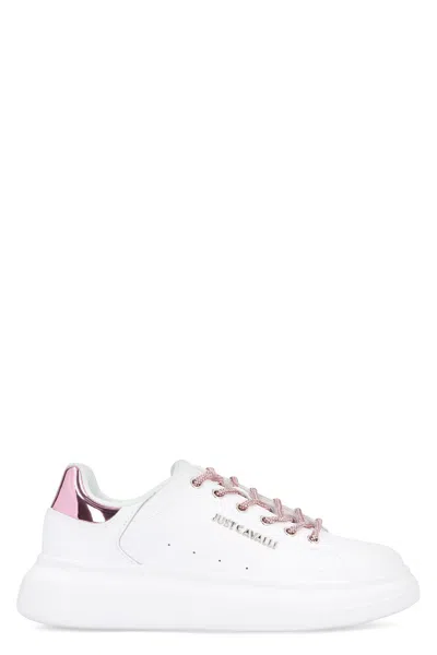 Just Cavalli Leather Low-top Sneakers In White
