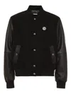 Just Cavalli Leather-sleeves Bomber Jacket In Black