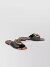Just Cavalli Leather Slides Gold-tone Embellishment In Brown