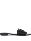 Just Cavalli Leather Slippers In Black