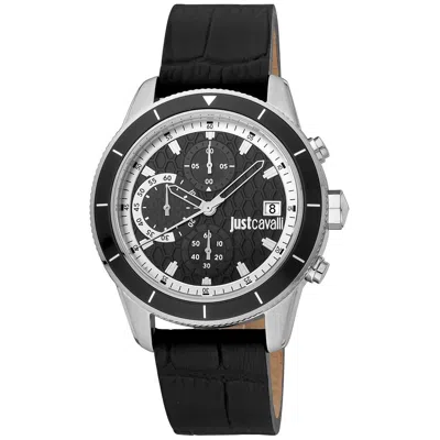 Just Cavalli Black Leather Sport Watch
