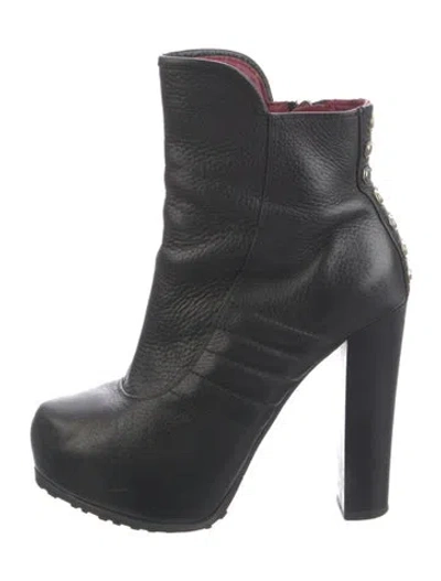 Pre-owned Just Cavalli Leather Studded Accents Boots In Black