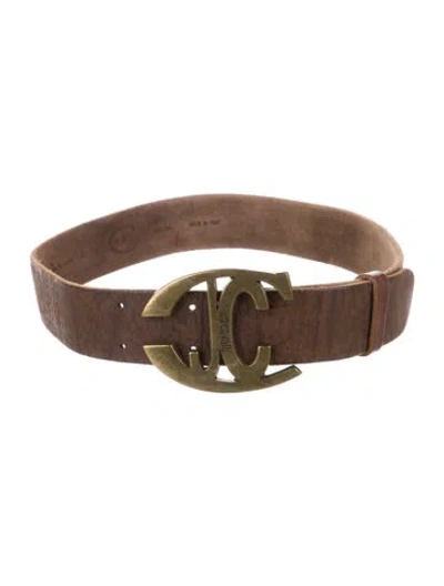 Pre-owned Just Cavalli Leather Waist Belt In Brown