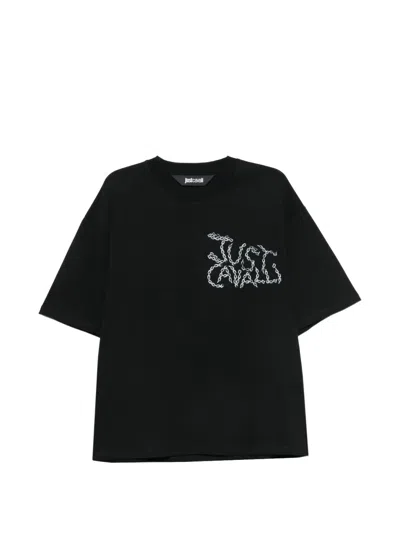 Just Cavalli Leopard Chain-print T-shirt In Multi