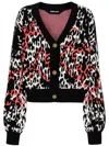 Just Cavalli Leopard Cropped Cardigan In Black