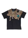 Just Cavalli Leopard Neck T-shirt In Black