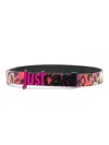 Just Cavalli Leopard-print Leather Belt In Pink