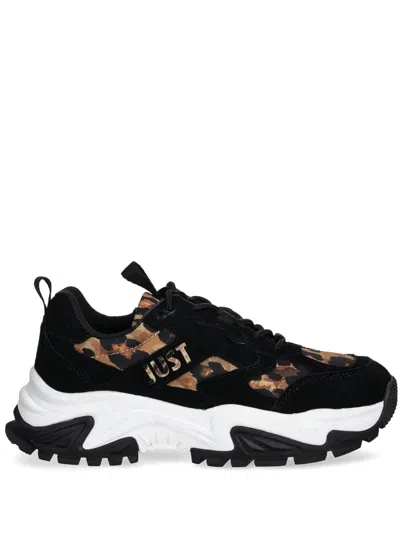 Just Cavalli Leopard-print Sneakers In Black