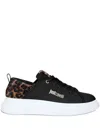 Just Cavalli Leopard-print Sneakers In Black