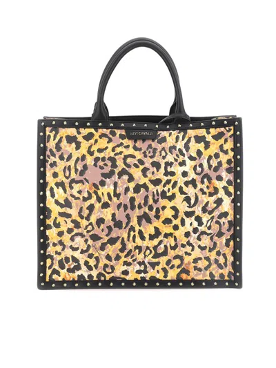 Just Cavalli Leopard Print Tote Bag In Multi