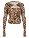 Just Cavalli Leopard-print Twist-detail Top In Brown