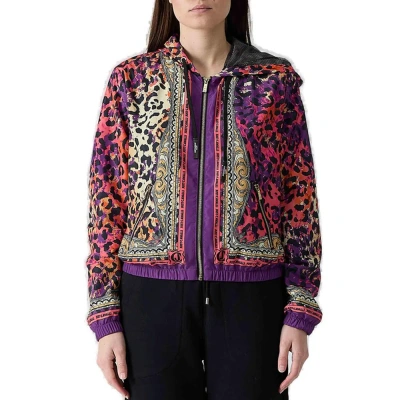 Just Cavalli Leopard Print Zip In Purple