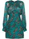 Just Cavalli Leopard-printed Mini Dress In Green