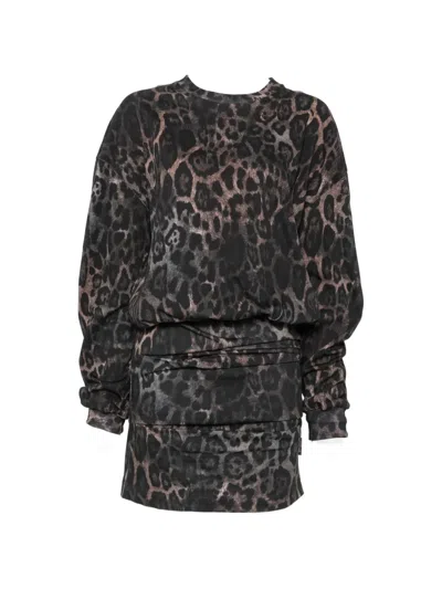 Just Cavalli Leopard-print Mini Dress In Black