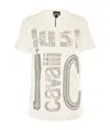Just Cavalli Letter Hot Diamond Short-sleeved T-shirt In White