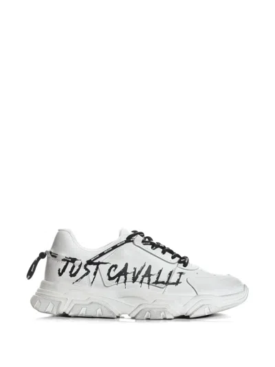 Just Cavalli Lettering-detail Sneakers In White