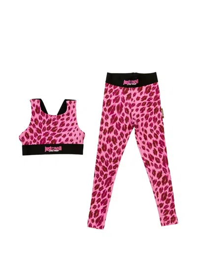 Just Cavalli Kids' Lip-print Tracksuit In Pink