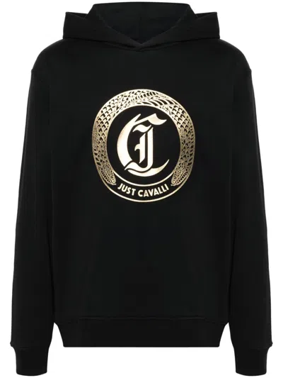 JUST CAVALLI LOGO-APPLIQUÉ HOODIE
