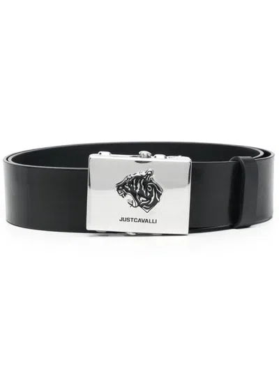 Just Cavalli Logo Buckle Belt In Black