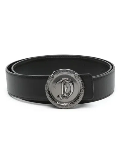 Just Cavalli Logo-buckle Leather Belt In Black