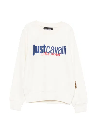 Just Cavalli Kids' Logo Crewneck Sweatshirt In Neutral