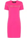 Just Cavalli Logo-embellished Cotton Shirt Dress In Pink