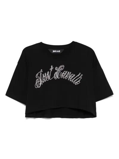 Just Cavalli Logo-embellished Crop Top In Black