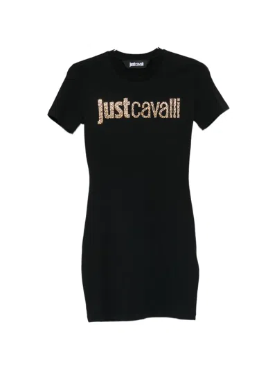 Just Cavalli Logo-embellished Mini Dress In Black