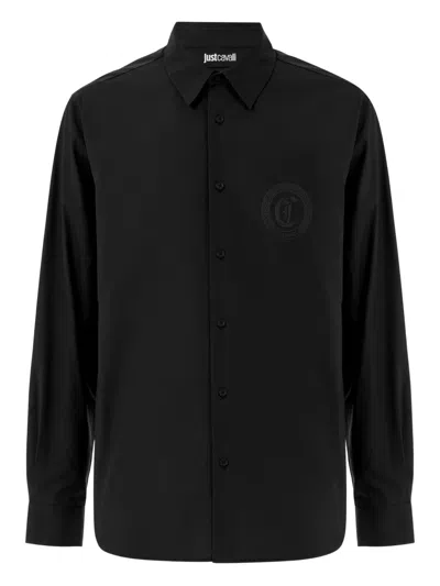 JUST CAVALLI LOGO-EMBLEM LONG-SLEEVE SHIRT