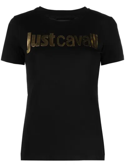 Just Cavalli Logo-embossed Round-neck T-shirt In Black