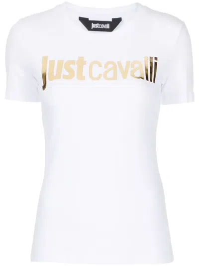 Just Cavalli Logo-embossed Round-neck T-shirt In White