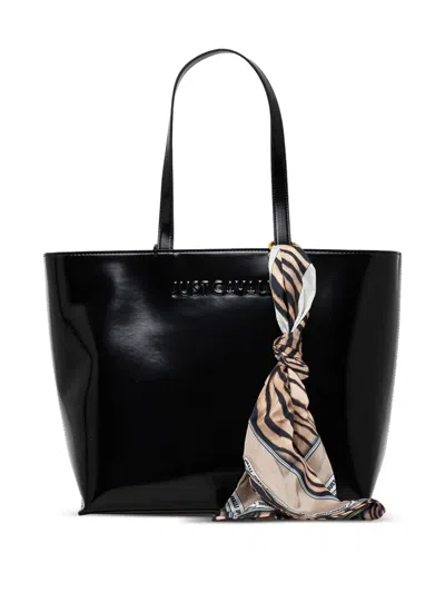 Just Cavalli Logo-embossed Tote Bag In Black