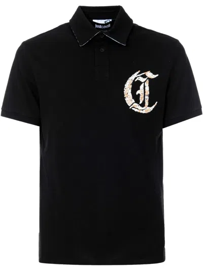 JUST CAVALLI LOGO-EMBROIDERED POLO SHIRT