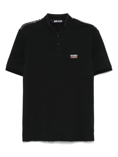 Just Cavalli Logo-embroidered Polo Shirt In Black
