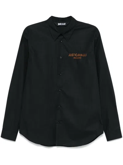 Just Cavalli Logo-embroidered Shirt In 黑色