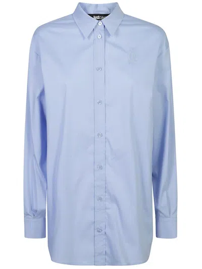 Just Cavalli Logo-embroidered Shirt In Blue