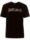 Just Cavalli Striped Crew Neck T-shirt In Black