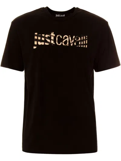 JUST CAVALLI LOGO-EMBROIDERED T-SHIRT