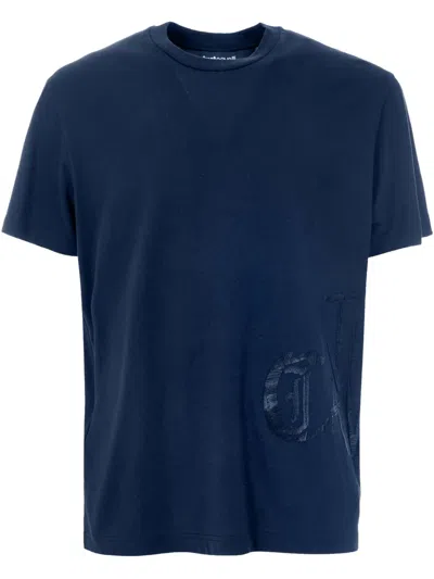 Just Cavalli Logo-embroidered T-shirt In Blue