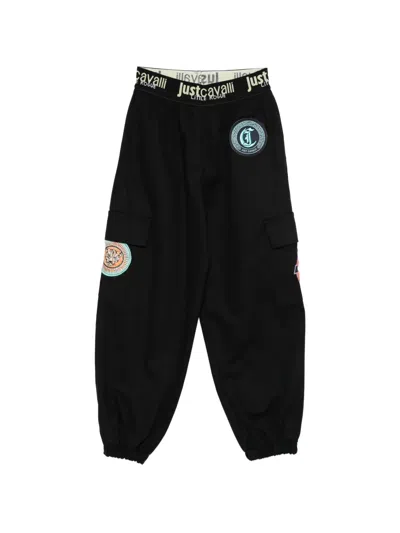 Just Cavalli Kids' Logo-embroidered Track Pants In Black