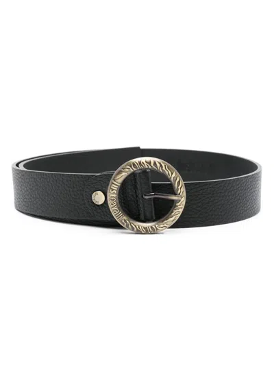 Just Cavalli Logo-engraved Buckle Belt In Black