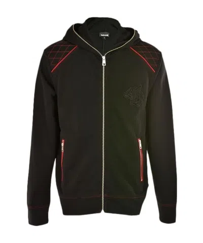 Just Cavalli Logo Hooded Casual Jacket In Black