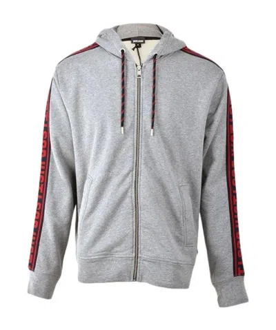 Just Cavalli Logo Hooded Casual Jacket In Gray