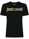 Just Cavalli Logo-laminated Cotton T-shirt In G89 Black