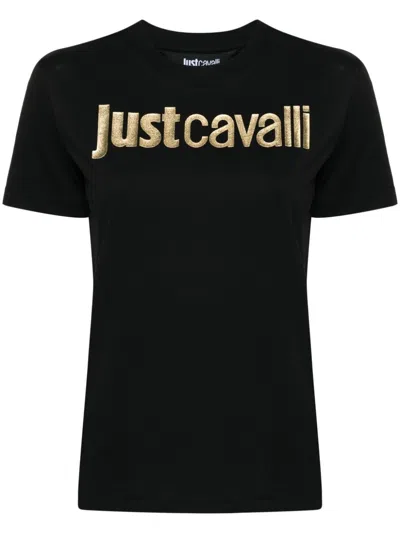 JUST CAVALLI LOGO-LAMINATED COTTON T-SHIRT