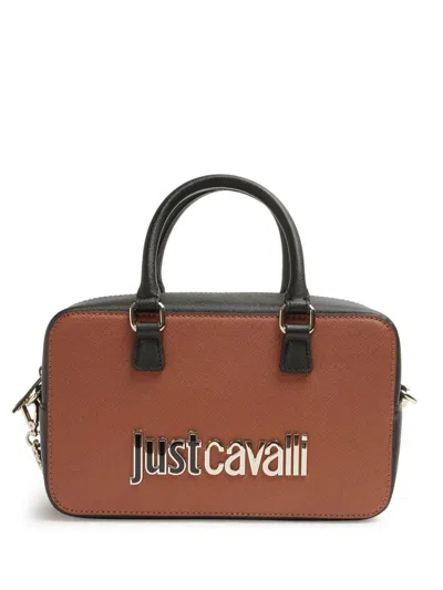 Just Cavalli Logo-lettering Crossbody Bag In Brown